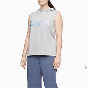 CALVIN KLEIN NWT PLUS SIZE Performance Ombre Logo Sleeveless Hoodie 1XL